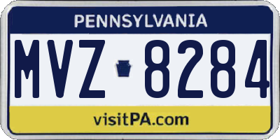PA license plate MVZ8284