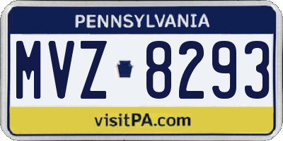 PA license plate MVZ8293