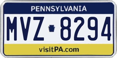 PA license plate MVZ8294