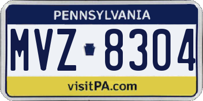 PA license plate MVZ8304