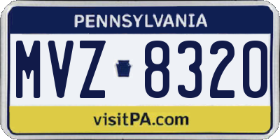 PA license plate MVZ8320