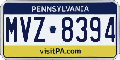 PA license plate MVZ8394