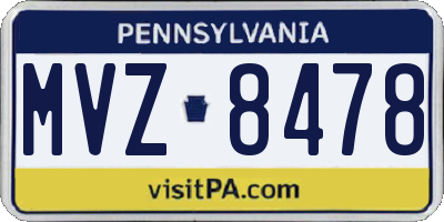 PA license plate MVZ8478