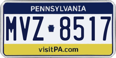 PA license plate MVZ8517