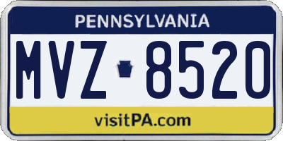 PA license plate MVZ8520