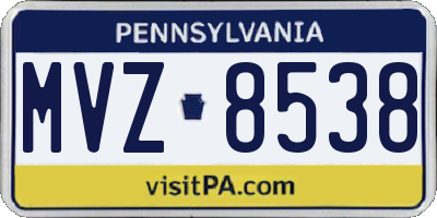 PA license plate MVZ8538