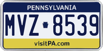 PA license plate MVZ8539