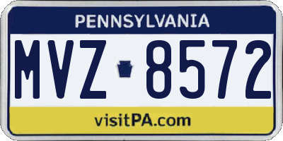 PA license plate MVZ8572