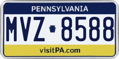 PA license plate MVZ8588