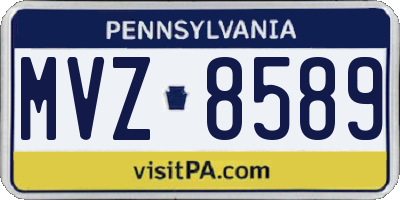 PA license plate MVZ8589
