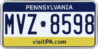 PA license plate MVZ8598
