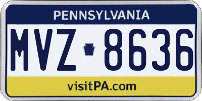 PA license plate MVZ8636