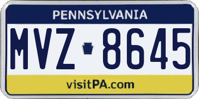PA license plate MVZ8645