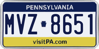 PA license plate MVZ8651