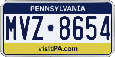 PA license plate MVZ8654