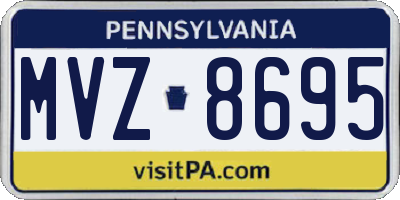 PA license plate MVZ8695