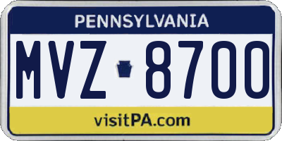 PA license plate MVZ8700
