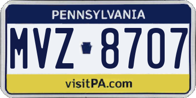 PA license plate MVZ8707