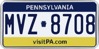 PA license plate MVZ8708