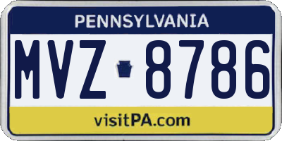 PA license plate MVZ8786