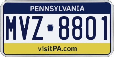 PA license plate MVZ8801