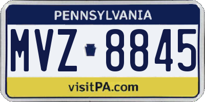 PA license plate MVZ8845