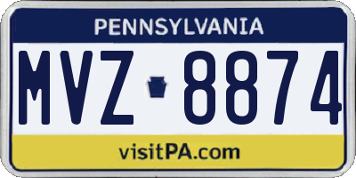 PA license plate MVZ8874