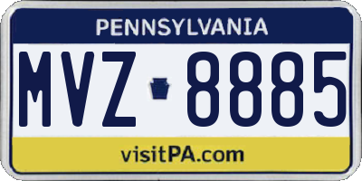 PA license plate MVZ8885