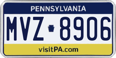 PA license plate MVZ8906