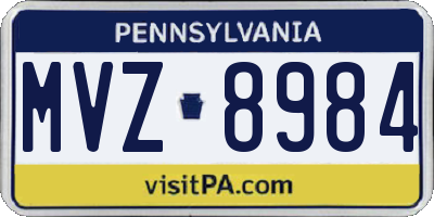PA license plate MVZ8984