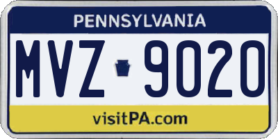 PA license plate MVZ9020