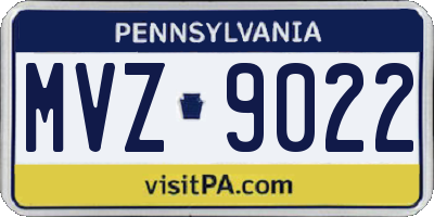 PA license plate MVZ9022