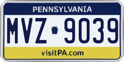 PA license plate MVZ9039