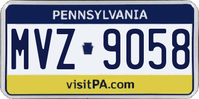 PA license plate MVZ9058