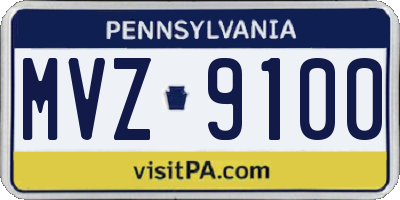 PA license plate MVZ9100
