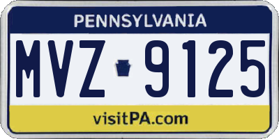 PA license plate MVZ9125