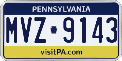 PA license plate MVZ9143