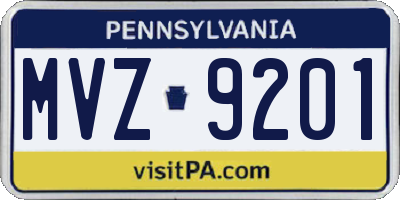 PA license plate MVZ9201