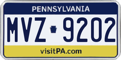 PA license plate MVZ9202