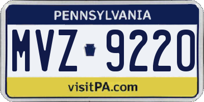PA license plate MVZ9220