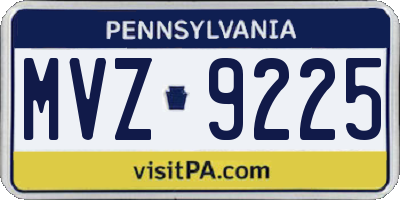 PA license plate MVZ9225