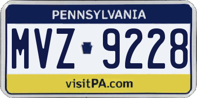 PA license plate MVZ9228