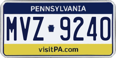 PA license plate MVZ9240
