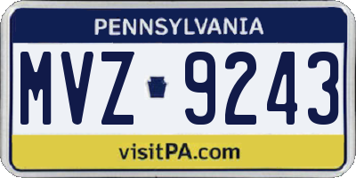 PA license plate MVZ9243