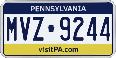 PA license plate MVZ9244
