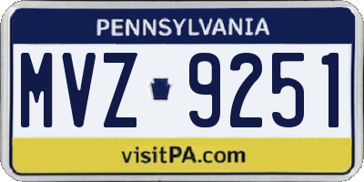 PA license plate MVZ9251