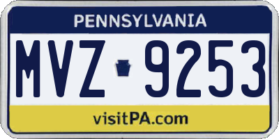 PA license plate MVZ9253