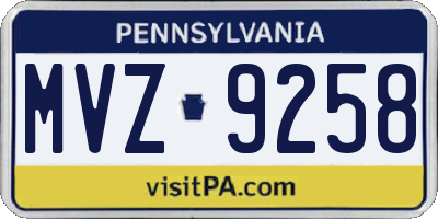 PA license plate MVZ9258