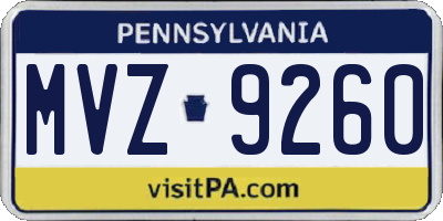 PA license plate MVZ9260