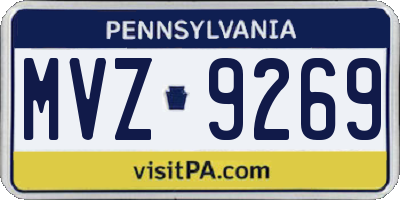 PA license plate MVZ9269